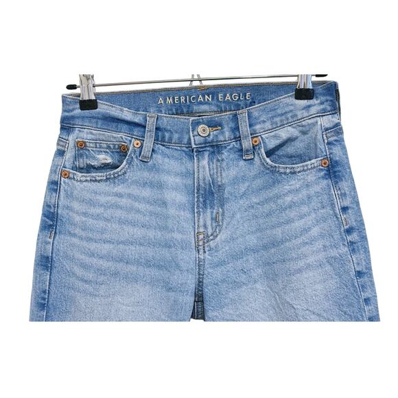 American Eagle High Waisted Stovepipe Jeans Size 00 Blue Y2k Retro Light Wash - Picture 4 of 9